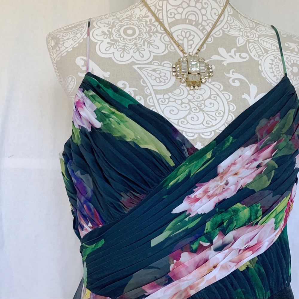 Adrianna Papell Floral Midi Dress - Black and Pink - Picture 3 of 10